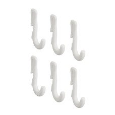 elfa Top Track System - Slim Tool & Storage Board Hooks - 44 x 31 x 6mm - White - Pack of 6