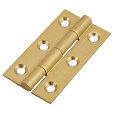 Solid Drawn Butt Cabinet Hinge - 50 x 28 x 1.45mm - Satin Brass - Pair