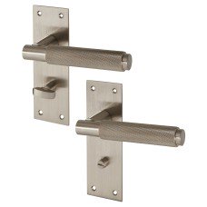 Serozzetta by Carlisle Brass Satin Nickel Knurled Bathroom Door Handle - Varese Range - 130 x 55mm Serozzetta by Carlisle Brass Satin Nickel Knurled Bathroom Door Handle - Varese Range - 130 x 55mm