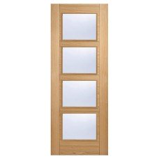 LPD Vancouver 4 Light Clear Glazed Pre-Finished Solid Internal Door - 1981 x 686 x 35mm - Oak