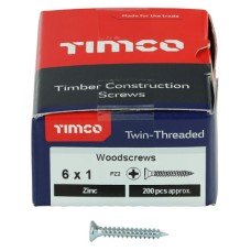 TIMCO Twin Threaded Pozi Countersunk Wood Screws - 6 x 1 TIMCO Twin Threaded Pozi Countersunk Wood Screws - 6 x 1