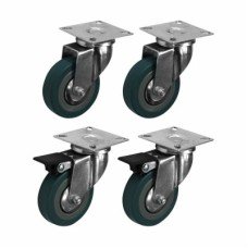 Coldene Castor - 2 x Swivel, 2 x Swivel Braked - 165kg Max - 100mm Diameter - Grey - Pack of 4