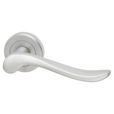 Serozzetta by Carlisle Brass Satin Chrome Scroll Door Handles on Round Rose - Verdun Range 