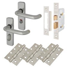 Exel Puma 19mm Return to Door Bathroom Lock Door Handle Kit - Aluminium