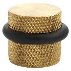 Hampstead Knurled Floor Door Stop - 22 x 22mm - PVD Satin Brass
