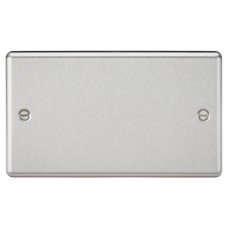 Knightsbridge 2 Gang Round Edge Blank Plate - Brushed Chrome
