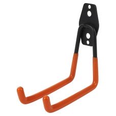 Tubular Garage and Shed Double Storage Hook - 130mm Depth - Black & Orange