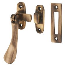 Exel Cast Victorian Mortice & Hook Plate Casement Window Fastener - Reversible - Antique Brass