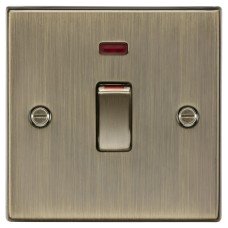 Knightsbridge 45A 1 Gang Double Pole Cooker Switch with Neon - Antique Brass Knightsbridge 45A 1 Gang Double Pole Cooker Switch with Neon - Antique Brass