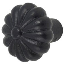 Olde Forge Flower Round Cabinet Knob - 30mm Diameter - Black Iron