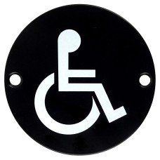 Exel Disabled Toilet Door Sign - 75mm Diameter - Matt Black