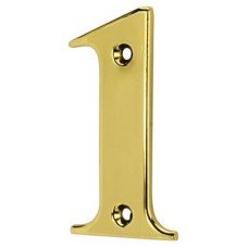 79mm Screw Fix Door Numeral - 1 - Polished Brass Effect