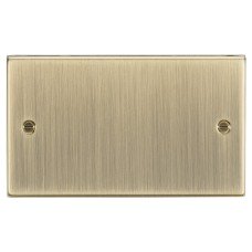Knightsbridge 2 Gang Square Edge Blank Plate - Antique Brass
