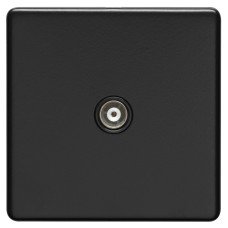 Eurolite Concealed 1 Gang Screwless Flat Plate Isolated TV Coaxial Socket - Matt Black