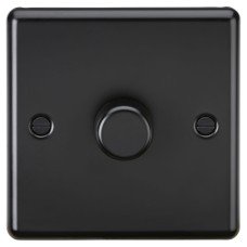 Knightsbridge 5-150W 1 Gang 2 Way Push On/Off Rotary Rounded Intelligent LED Dimmer - Matt Black