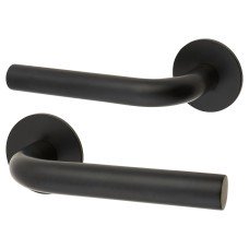 Jigtech Matt Black Door Handles on Round Slim Rose - Schema Syfte Range 