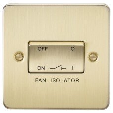 Knightsbridge 10A 1 Gang Flat Plate Triple Pole Fan Isolator Switch - Brushed Brass