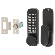 Codelocks CL255 External Marine Grade Push Button Code Lock and Latch - Holdback - Black
