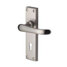 Heritage Brass by M Marcus Satin Nickel Keyhole Lock Door Handle - Windsor Range - 154 x 40mm