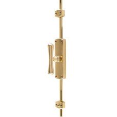 Hampstead Fluted Knob Locking Espagnolette Bolt - 2400 x 38mm - Polished Brass