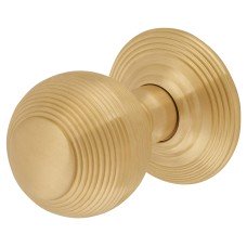 Hampstead Reeded Beehive Mortice Door Knob - 60mm Rose Diameter - Satin Brass