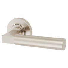 Burlington BUR30 Satin Nickel Door Handles on Round Rose - Westminster Range 
