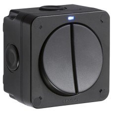Knightsbridge 20AX IP66 2 Gang 2 Way Outdoor Weatherproof Switch with LED - Black