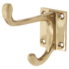 Hampstead Old School Single Hat & Coat Hook - 70 x 31mm - Polished Brass