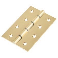 Double Steel Washered Butt Door Hinge - 100 x 67 x 2.2mm - Polished Brass - Pair