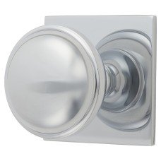 Alexander & Wilks Quantock Cabinet Knob on Square Backplate - 38mm Diameter - Polished Chrome