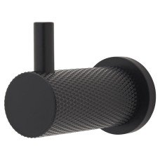Alexander & Wilks Brunel Diamond Knurled Single Coat Hook - 48 x 25mm - Matt Black