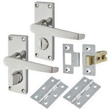 Exel Budget Straight Privacy Door Handle Kit - Short Plate - Polished Chrome