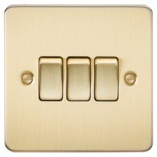 Knightsbridge 10AX 3 Gang 2 Way Flat Plate Light Switch - Brushed Brass Knightsbridge 10AX 3 Gang 2 Way Flat Plate Light Switch - Brushed Brass