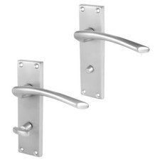 Exel Satin Chrome Bathroom Door Handle - Rimini Range - 151 x 42mm Exel Satin Chrome Bathroom Door Handle - Rimini Range - 151 x 42mm