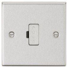 Knightsbridge 13A 1 Gang Square Edge Unswitched Fused Spur - Brushed Chrome