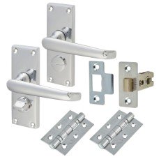 Exel Victorian Privacy Latch Door Handle Kit - Short Plate - Polished Chrome