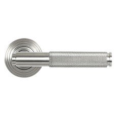 From The Anvil Satin Stainless Steel Knurled Door Handles on Round Beehive Rose - Brompton Range 