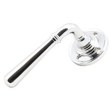 From The Anvil Polished Chrome Door Handles on Round Fixed Rose - Newbury Range 
