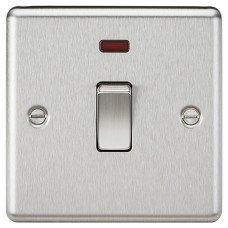Knightsbridge 20A 1 Gang Round Edge Double Pole Appliance Switch with Neon - Brushed Chrome