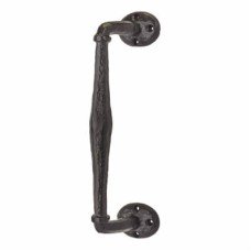 Olde Forge Offset Door Pull Handle - Screw Fix - 243 x 50mm - Antique Black Iron