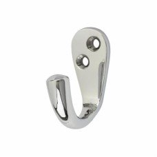 Hampstead Solid Brass Single Coat Hook - 43 x 17mm - Polished Chrome