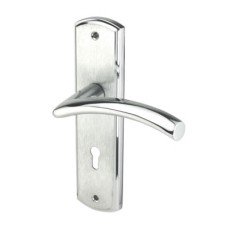 Heritage Brass by M Marcus Satin/Polished Chrome Keyhole Lock Door Handle - Centaur Range - 189 x 48mm Heritage Brass by M Marcus Satin/Polished Chrome Keyhole Lock Door Handle - Centaur Range - 189 x 48mm