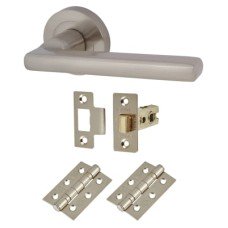 Exel Sophia Latch Door Handle on Rose Kit - Satin Nickel