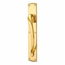 Carlisle Brass Offset Door Pull Handle on Plate - Screw Fix - 450 x 75mm - RH - Polished Brass
