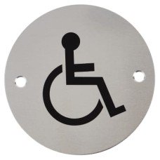 Exel Disabled Toilet Door Sign - 75mm Diameter - Satin Aluminium