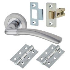 Exel Berkshire Latch Door Handle on Rose Kit - Satin/Polished Chrome