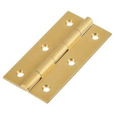 Solid Drawn Butt Cabinet Hinge - 75 x 40 x 2.0mm - Satin Brass - Pair
