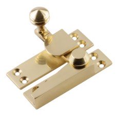Exel Heavy Duty Reeded Quadrant Arm Sash Window Fastener - 70 x 19mm - Polished Brass