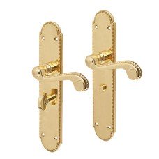 Carlisle Brass Polished Brass Georgian Bathroom Door Handle - Long Plate - Chesham Range - 249 x 50mm