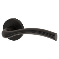 Jigtech Matt Black Door Handles on Round Rose - Solar Range 